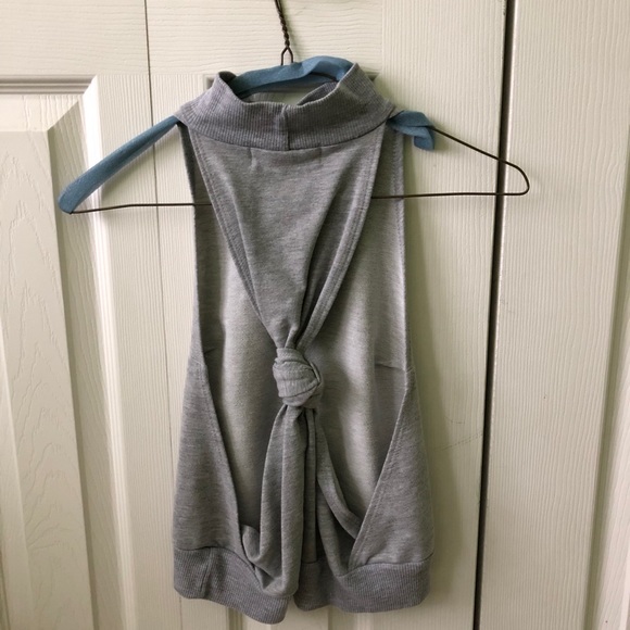 Grey High Neck Crop Top - Picture 2 of 7